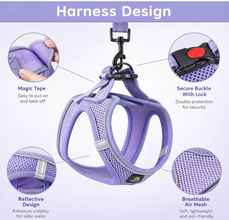 BELLA & PAL Step in Vest Harness (Lavender, XXS) - Image 2