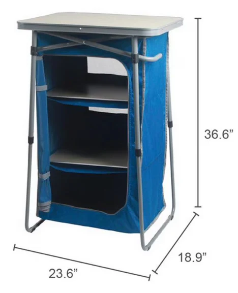 Ozark Trail 3-Shelf Collapsible Cabinet with Table Top, Blue, 23"L x 19"W (open box) - Image 3